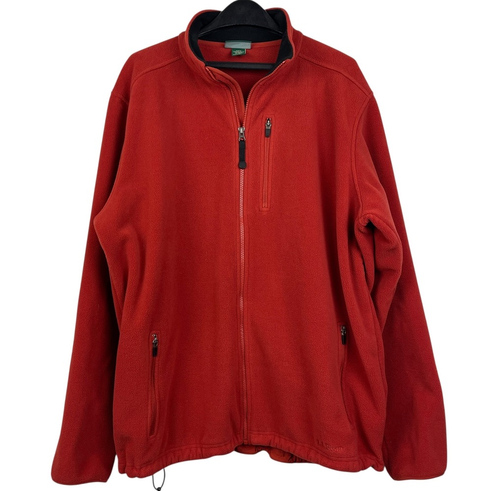L.L.Bean Fleece Pullover Jacket Mens XLT TALL Embroidered‎ Logo Rust Orange